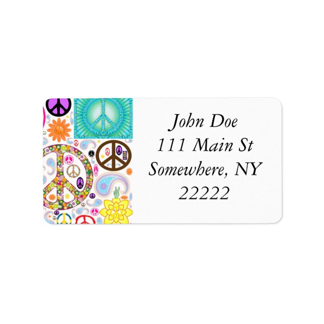 Etiqueta Peace & Paisley Collage (Frente)