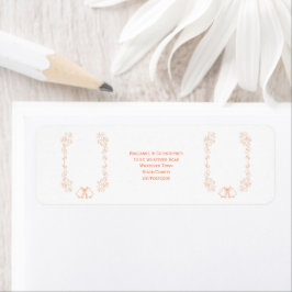 Etiqueta Peach Bells Escrollwork Endereço de Devolução