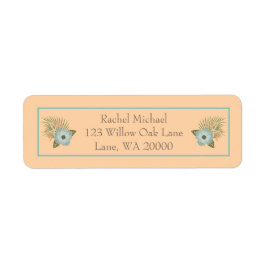 Etiqueta Peach e Teal Tropical floral