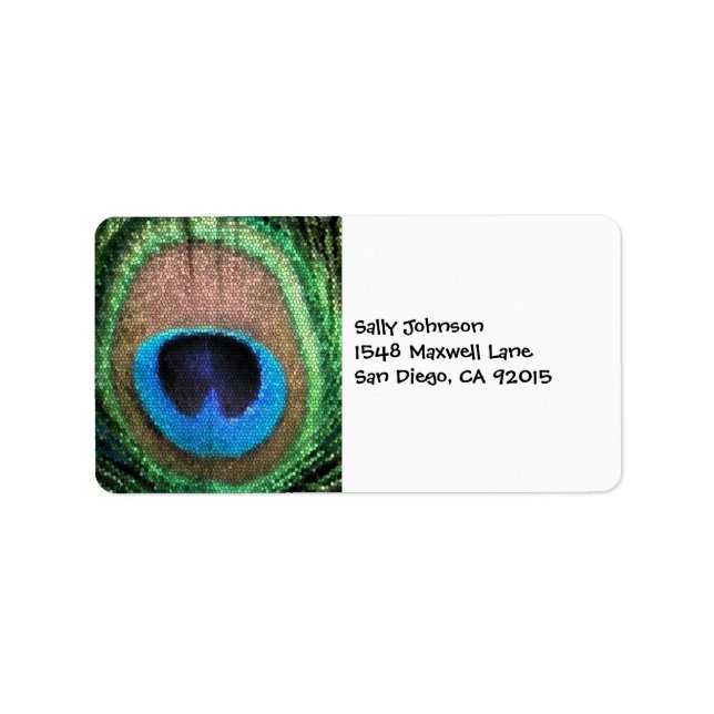 Etiqueta Peacock com efeito de vidro estendido. (Frente)