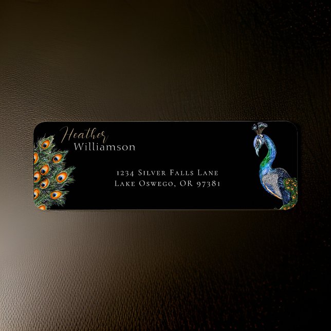 Etiqueta Peacock de Aquarela Elegante (Criador carregado)