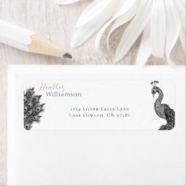 Etiqueta Peacock de Aquarela Elegante