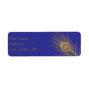 Etiqueta Peacock Plume em azul Dourado e Marinho