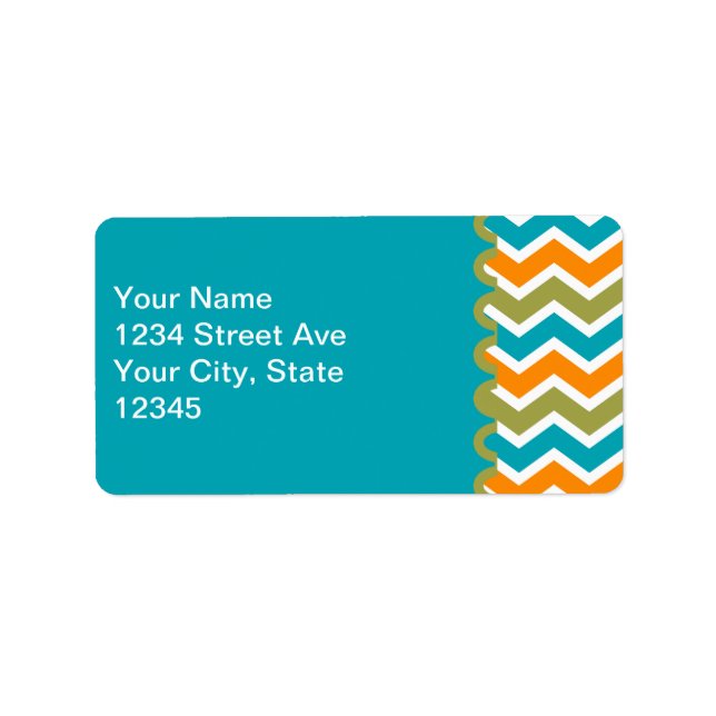 Etiqueta Peacock Vibrant Tribal Zigzag (Frente)