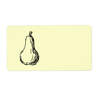 Etiqueta Pear Sketch. Ilustração de linha em preto.