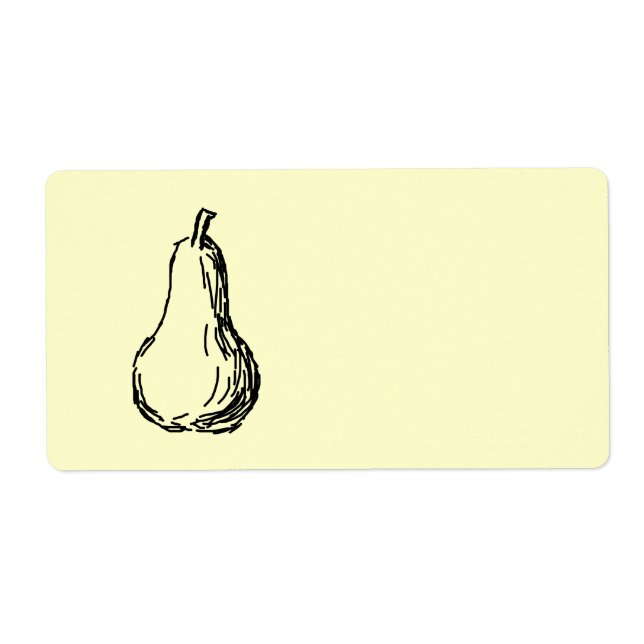 Etiqueta Pear Sketch. Ilustração de linha em preto. (Frente)