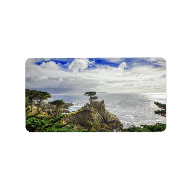 Etiqueta Pebble Beach California Ocean View (Frente)