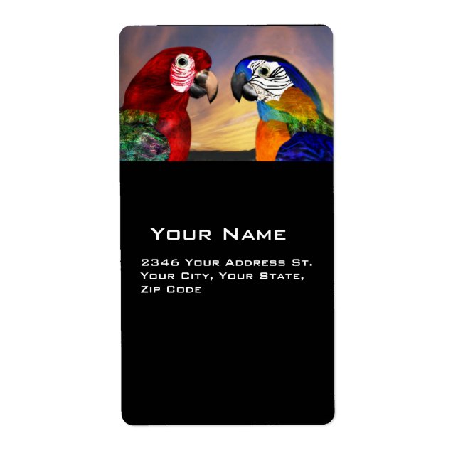 ETIQUETA PEDAÇOS HÍPIDOS / ARA VERMELHA E AZUL (Frente)