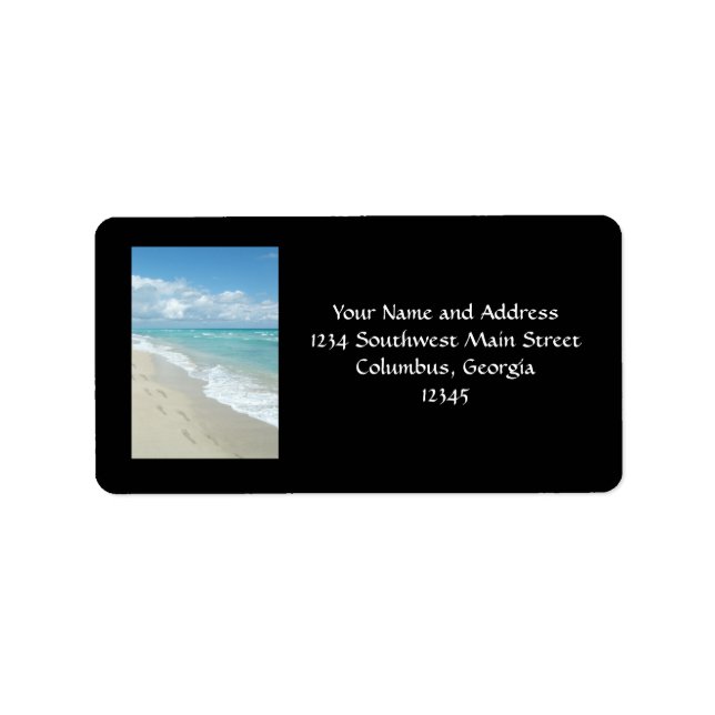 Etiqueta Pegadas em White Sandy Beach, Scense Aqua Blue (Frente)