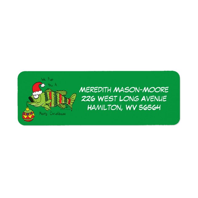 Etiqueta Peixe Engraçado Baixo Pesca Cartoon Bonito (Frente)