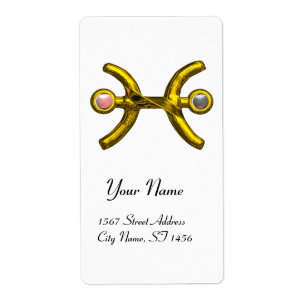 Etiqueta PEIXES Pérolas brancas cor-de-rosa de ANIVERSÁRIO