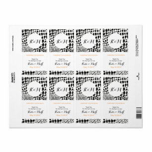 Etiqueta Pele animal em preto e branco