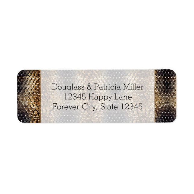 Etiqueta Pele Dourada de Cobra de bronze (Frente)