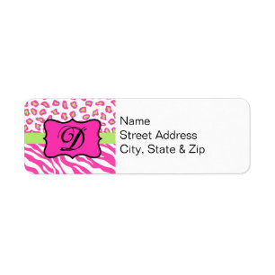 Etiqueta Pele rosa e branca Zebra e Cheeta personalizada