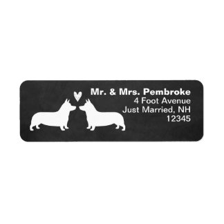 Etiqueta Pembroke Welsh Corgi Dog Silhouettes com Coração