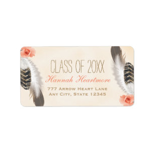 ETIQUETA PENA DE BOHO E GRADUAÇÃO FLORAL