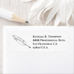 Etiqueta Pena de plumas personalizada com Endereço Personal