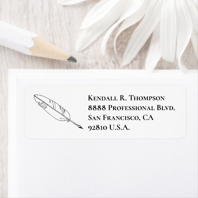 Etiqueta Pena de plumas personalizada com Endereço Personal (Insitu)