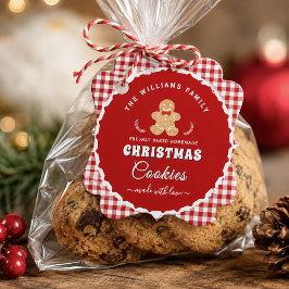 Etiqueta pendente de biscoitos de Natal Gingham ho