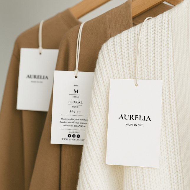 Etiqueta Pendente de Roupa com Preço, Tamanho, Est (Criador carregado)
