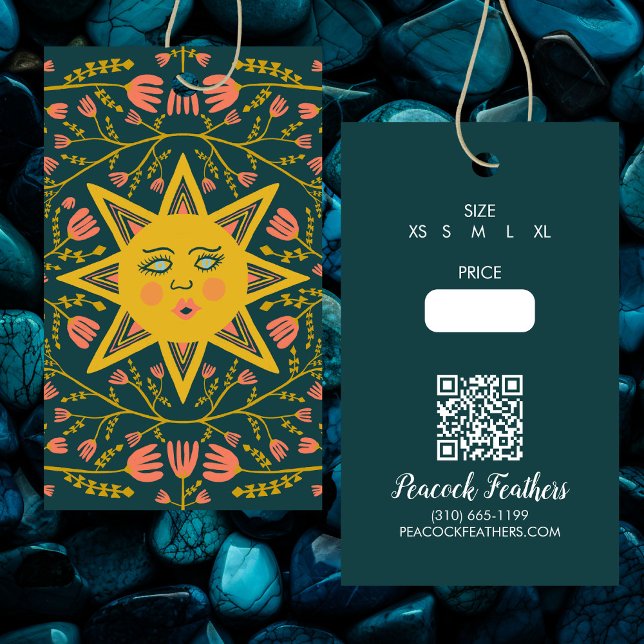 Etiqueta Pendente Personalizada Código QR Preço Fl (Sun & Floral Price Size QR Code CUSTOM Hang Tag
)