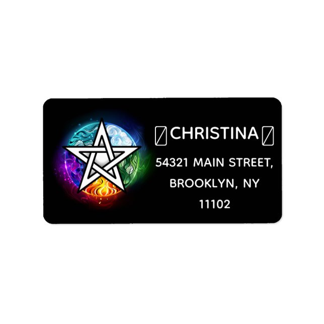 Etiqueta Pentagrama do Wiccan (Frente)