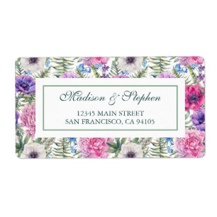 Etiqueta Peônia floral da aguarela   do vintage - casament