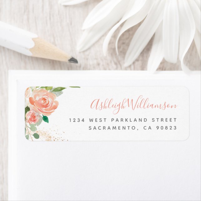 Etiqueta Pêonias de Aquarela Rosa-Esbranquiçada Eucalyptus  (Insitu)