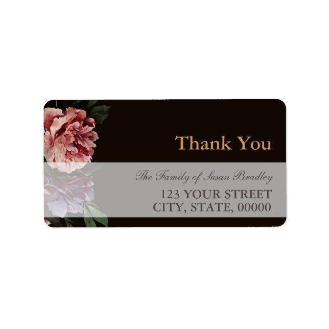 Etiqueta Peonies Painting Family Thank You Address Label (Frente)