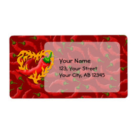 Etiqueta Pepper Chili com Flame Heart