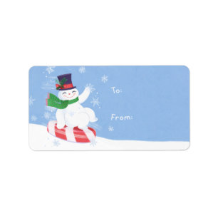 Etiqueta Peppermint de Natal Snowman