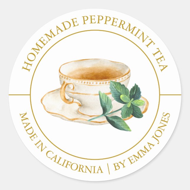 Etiqueta Peppermint Tea Modern (Frente)