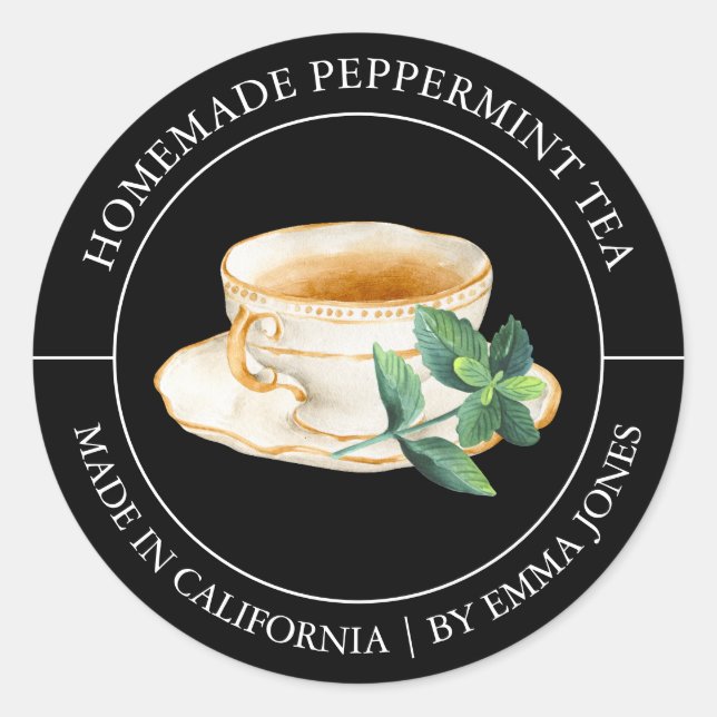 Etiqueta Peppermint Tea Modern (Frente)