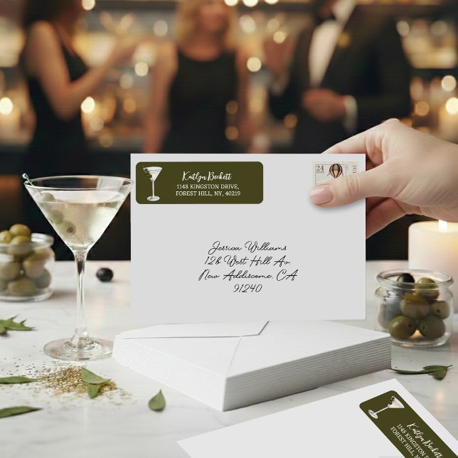 Etiqueta Pequena Diversão Martini Soirée Endereço de Remete (Criador carregado)