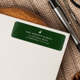 Etiqueta Pequena Reindeer Simples Flocos de Neve Verde Nata