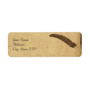 Etiqueta Pergaminho antiquado da elegância com Quill