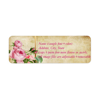 Etiqueta Pergaminho faux PixDezines +rosas vintage