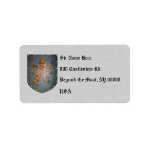 Etiqueta Pergaminho medieval das cinzas do leão do proteto