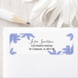 Etiqueta Periwinkle Blue Daisies em White Return Address
