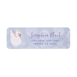 Etiqueta Periwinkle Purple Swan Princess Endereço de Retorn