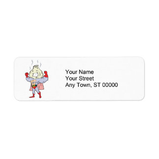 Etiqueta personagem de alho super-herói