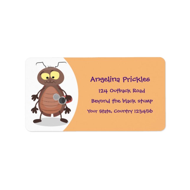 Etiqueta Personagem de desenho animado de barata engraçada (Frente)