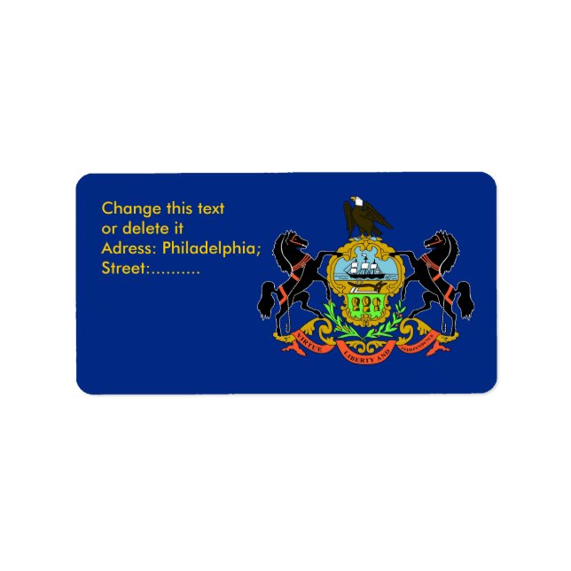 Etiqueta personalizada com bandeira da Pensilvânia (Frente)