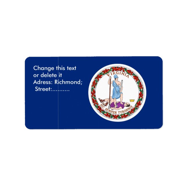 Etiqueta personalizada com sinalizador da Virgínia (Frente)