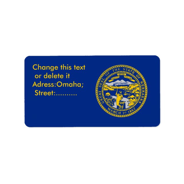 Etiqueta personalizada com sinalizador de Nebraska (Frente)