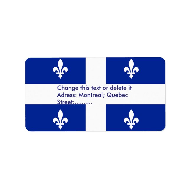 Etiqueta personalizada com sinalizador de Quebec,  (Frente)