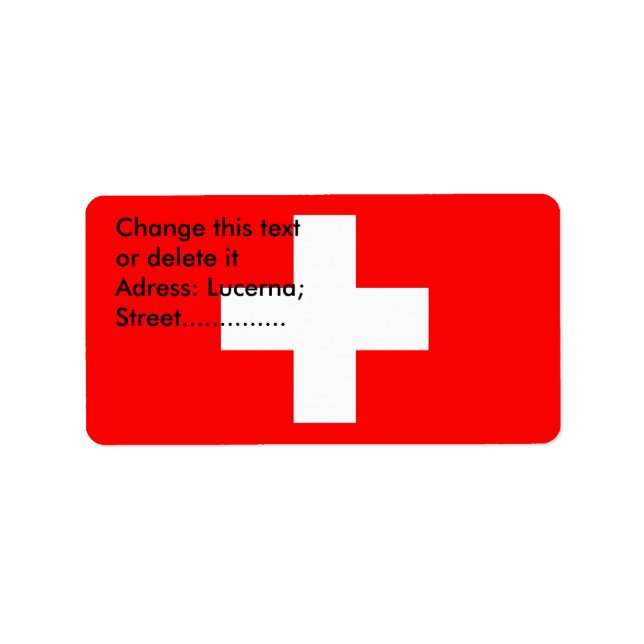 Etiqueta Personalizada com Sinalizador de Suiça (Frente)