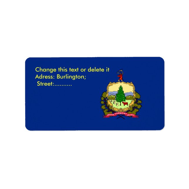 Etiqueta personalizada com sinalizador de Vermont, (Frente)