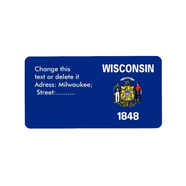 Etiqueta personalizada com sinalizador de Wisconsi (Frente)