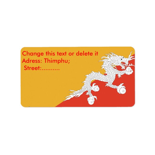 Etiqueta personalizada com sinalizador do Butão (Frente)